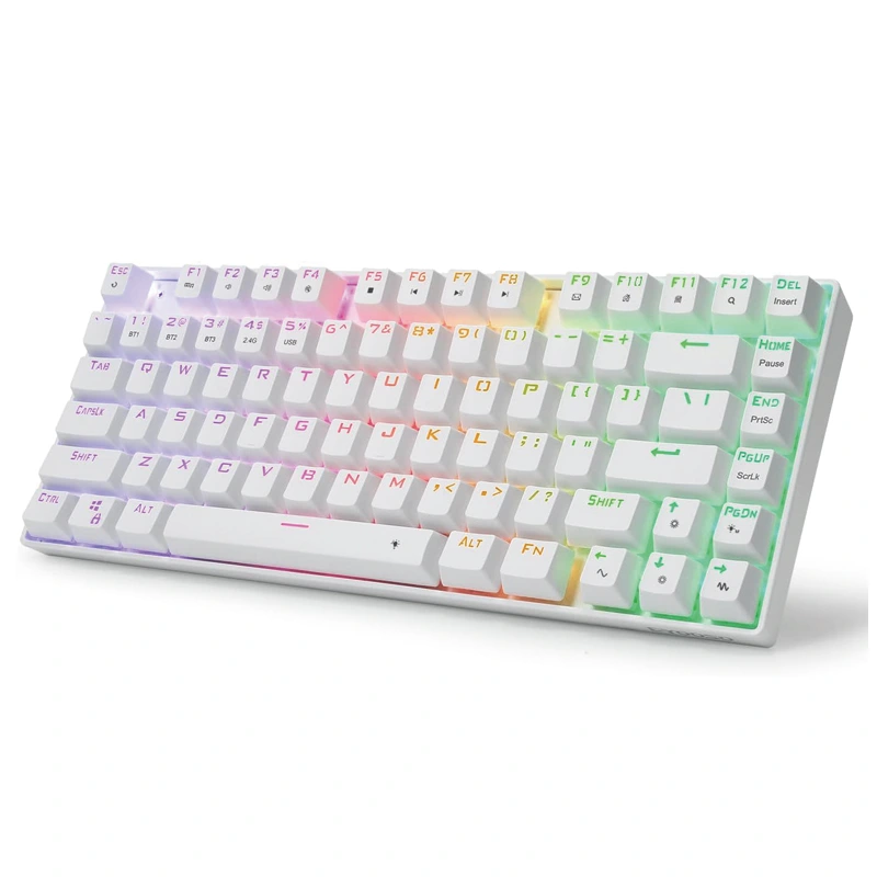 81 пернелер сымсыз Bluetooth 2,4 ГГц RGB механикалық пернетақта