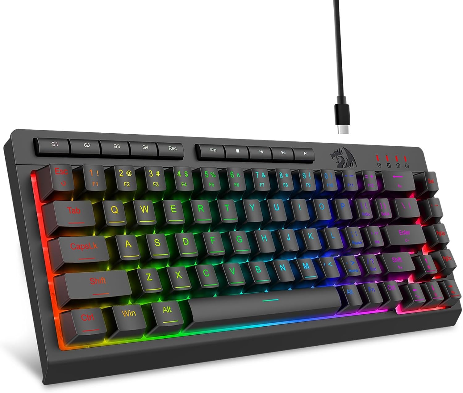 Black K519 сымды ойын RGB Backlit пернетақтасы